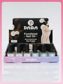 Nail Care Liquid Bright Oil Quick Drying 24 Bottles/1 Box - Niebieski i biały - Zobacz 8