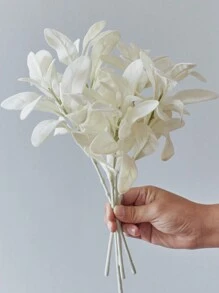 1 件仿羊耳茎植绒人造绿叶固体喷雾假兔耳叶适用于家庭婚礼 DIY 工艺插花、情人节、礼物 - 白色 - 查看 3