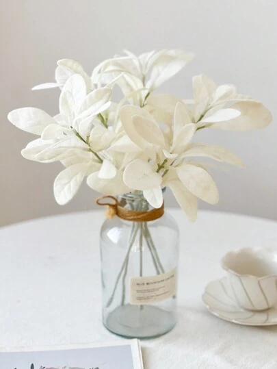 1 件仿羊耳茎植绒人造绿叶固体喷雾假兔耳叶适用于家庭婚礼 DIY 工艺插花、情人节、礼物