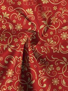 1片紅色歐式花卉圖案 Diy 織布,適用於製作桌布、掛毯、服裝等 - 彩色 - 查看 5