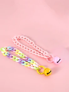 新款时尚可爱猫项圈带铃铛和吊坠，彩色彩虹猫项链，安全轻便 - 粉色 - 查看 5