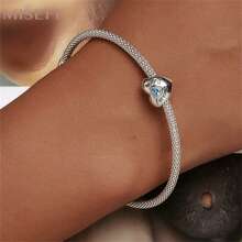 MISEFF 新品 1 件 925 纯银蓝色心形爸爸珠串珠手链项链 DIY 珠宝吊坠温馨感恩母亲节父亲节礼物