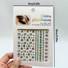 6入組彩色心型鑲玻璃水晶鑽的臉部和眼部裝飾用蕾絲石貼紙,適用於節日、派對、舞會、秀場,珍珠和鑽石貼紙可用於眼部彩妝 - 彩色 - 查看 4