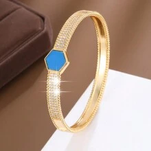 1pc Fashionable Hexagonal Design Copper Bangle For Women - Bracelet - View 2