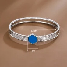 1pc Fashionable Hexagonal Design Copper Bangle For Women - Bracelet - View 7