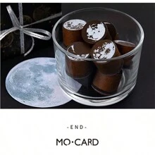 1PC Moon Phase Wooden Seal Round Antique Style Moon Moon Lunar Eclipse Planet Hand Account Retro Basic Seal Hand Account Seal - Look at the Moon - View 3