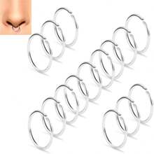 5PCS Stainless Steel Clip On Fake Nose Lip Helix Cartilage Tragus Ear Hoop Ring - Multicolor - View 1