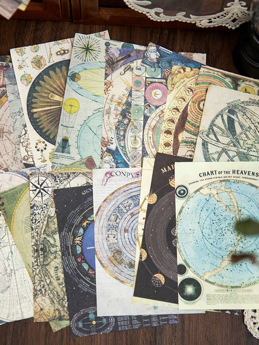 100pcs Dreamy Space Vintage Material Pack - Multicolor - View 1