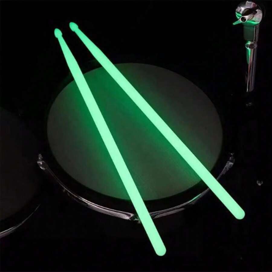 1pair 5a Glowing Drumsticks Drum Set Fluorescent Stick Shining In The Dark - Green - View 1