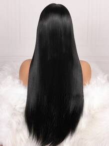 Very Soft Lace Front Wig Synthetic Natural Super Long 32inch 180density Soft Black Silky Straight Hair Wig For Women Natural Hairline Smooth Straight Wig With Afro Baby Hair  1pc