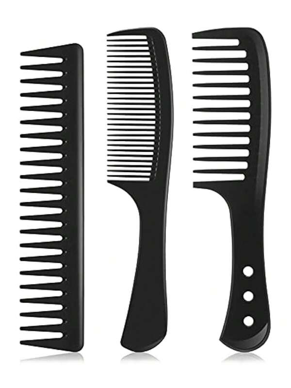 3pcs Hair Comb Set, Including Black Cutting Comb And Wide Tooth Detangling Comb For Salon Use