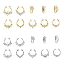 3-6入組16g流行cz假穿刺鼻環,適用於男女性,萬聖節蝙蝠假鼻環,c型鼻套鼻墊假穿刺珠寶,適用於宴會日常佩戴 - 銀色 - 查看 9