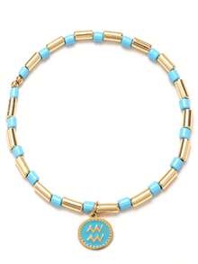 European And American Fashion Personalized Originality Titanium Steel Twelve Constellations Enamel Paint Hand Chain, Oil Drip Enamel Preserved Color Bracelet - Aquarius - View 9