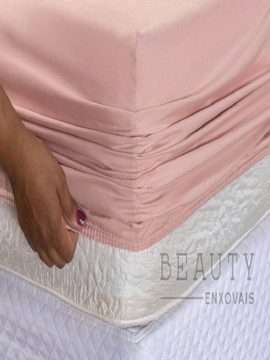 lençol CASAL com elástico 1.38m x 1.88m altura especial 40cm tecido 260 fios pelitizado macio peça unica - Rosa empoeirado - Visão 1