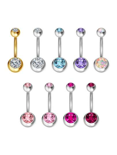1pc Fashionable Stainless Steel Belly Button Ring, Suitable For Women's Daily Wear