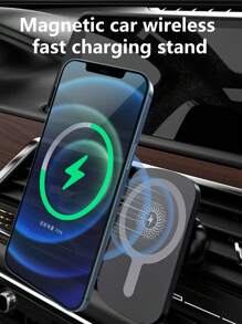 無線汽車充電支架,15瓦快速充電磁性手機架,適用於android - 黑色 - 查看 1