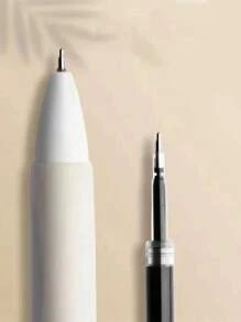 5 支按钮式凝胶笔，0.5 毫米顺滑书写圆珠笔，带伸缩笔尖，快干墨水，硅胶握把，适用于学生、考试、办公和学校用品 - 白色 - 查看 10