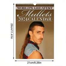 World's Greatest Mullets Hangable Wall Schedule Art Moon Calendar 2024 Wall Calendar Decor Creatures Office Calendar - Apricot - View 6