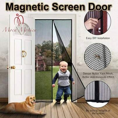 Moca Monica  Mosquitero Magnético Cortina De Puerta Anti-mosquito Mosca,Cortina de puerta antimosquitos con mosquitera magnética, cortina de puerta a prueba de insectos de 2,1 m x 0,99 m
