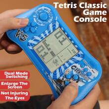 大屏幕俄羅斯方塊遊戲掌機，復古懷舊手機遊戲機，經典解謎玩具適用於青少年 - 寶藍色 - 查看 2