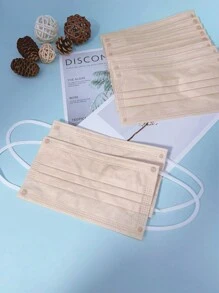10 cái/bộ Người lớn Màu thuần Dùng một lần Khẩu trang , Thích hợp Đối với Mặc hàng ngày - Màu be - Xem 3