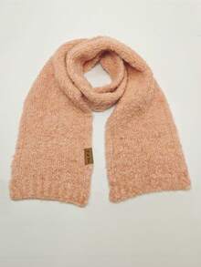 1入組秋冬季兒童厚實針織感保暖圍巾，純色簡約風格，適用於日常使用的寶寶圍巾 - 粉色 - 查看 1