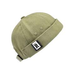 男女通用圓頂無邊船長帽,時尚復古日式瓜帽,適合嘻哈街頭服飾 - 霧霾藍 - 查看 5