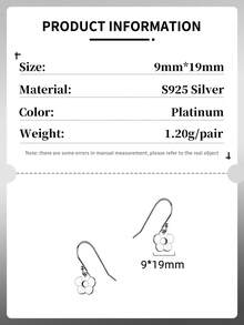 1pair Elegant & Cute 925 Sterling Silver Hollow Out Flower Design Earrings For Women As Gift, Daily Wear - Silver - View 4