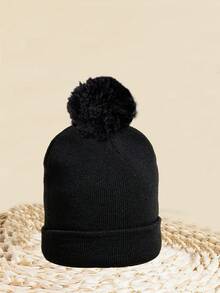 3pcs Ski Hat Unisex Y2k Style Single Fur Ball Knit Hat With Light Plate, Suitable For Daily Commuting - Multicolor - View 3