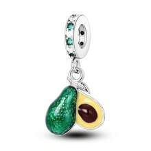 Healthy Avocado Charms 925 Sterling Silver Pendant Fits Original Bracelet Necklace Women Dangle Bead DIY Jewelry Gift