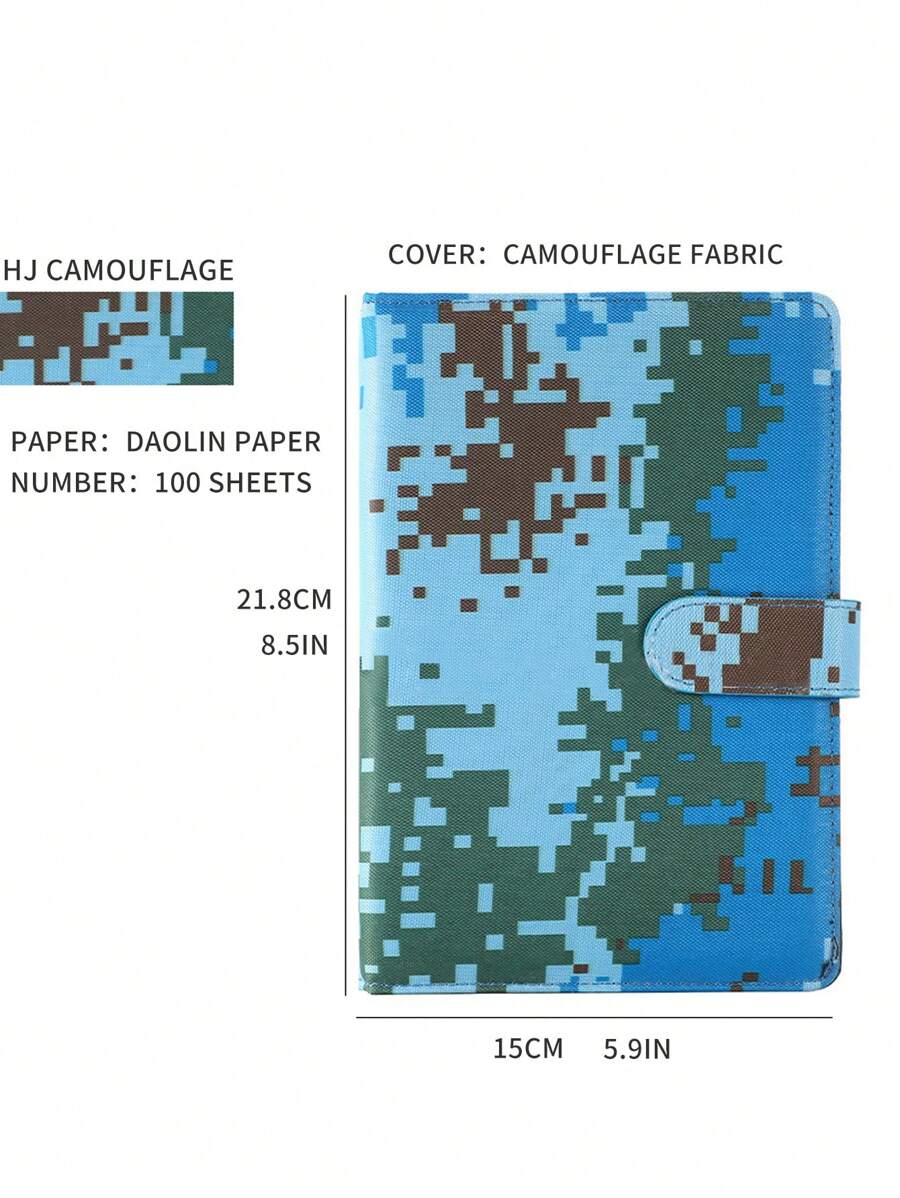 1 件裝迷彩可拆卸活頁筆記本適合會議和辦公使用適合學生、辦公室、學校、會議、學習筆記本 - 藍色 - 查看 1