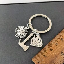 2 件/套男士歐式消防員和滅火器紀念鑰匙圈吊墜,送給男友的絕佳禮物 - 復古銀色 - 查看 8
