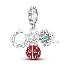 Đá Cubic Zirconia Trang Trí Thiết Kế Bọ Rùa Mặt Dây Chuyền Tự Làm Bằng Bạc Sterling - Đen và trắng - Xem 1