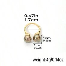 1只時尚精美奢華風格銅鑲嵌天然石巴洛克珍珠、鮑魚貝殼開放式戒指,適合派對、假期、休閒穿著 - 開口戒指 - 查看 21