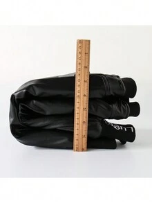 1 件冬季加厚保暖男童 PU 皮裤 - 黑色 - 查看 2