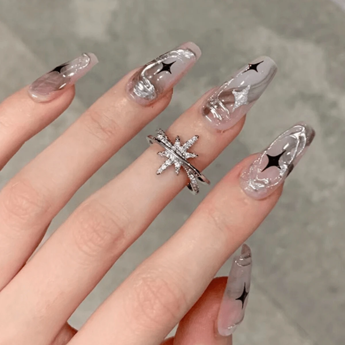 24入組方形聖誕時尚甜美風穿戴式指甲貼紙,可拆卸假指甲貼紙,適用於假期、派對、約會、日常與朋友相聚穿戴 - 彩色 - 查看 1