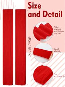 1對女士絨面純色不透明性感高筒襪，1入組超長彈性襪腰過膝高筒不透明襪，日常穿著 - 紅色 - 查看 3