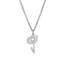 1pc Stainless Steel Birth Month Flower Necklace For Women, Snowdrop Daisy Rose Pendant Neck Chains,Fashionable Jewelry Gifts Valentines