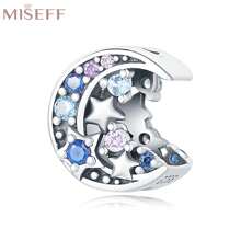 MISEFF 全新 1 件 925 纯银神秘月亮星星星球珠子吊坠 DIY 珠宝制作礼物生日礼物女性礼物