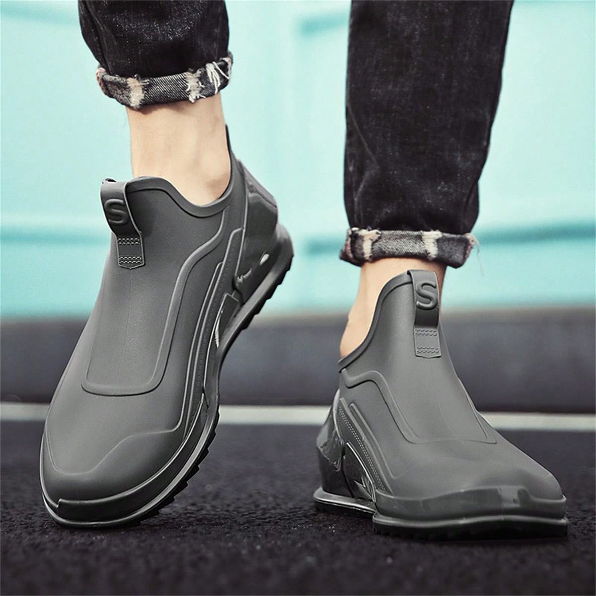 Men'S Waterproof NonSlip Sports Rain Boots ShortTube Waterproof Shoes LowCut Rain Boots