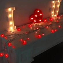 1pc Heart Shaped Tree Branch Vine Decorative Light - Red - View 2