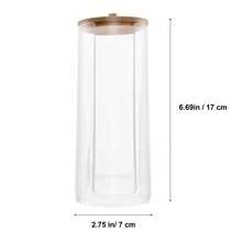 Multi-Functional Organizer ,Swab Holder With Bamboo Lid Transparent Acrylic Pad Box Cosmetic Storage Container Organizer Hair Clips Makeup Organizer - Clear - View 3