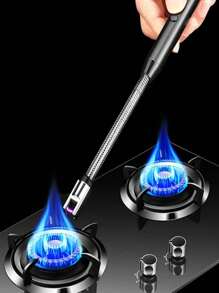 Encendedor Eléctrico Mechero Recargable USB Manguera Metalica de Rotación 360Grados - Negro - Ver 1