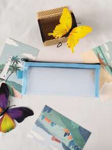 A Korean Version Of Simple Nylon Mesh Transparent Pencil Bag, Portable, Special Pencil Bag For Male And Female Students To Take Exams, Large-Capacity Stationery Storage Bag - Blue - View 4