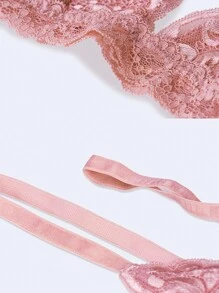 Small Chest Bras Sexy Bralette Lace Bra Thin Triangle Lingerie Wireless Women's Underwear Deep V With Backless Top Adjustable - Pink - View 6