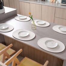 4pcs/1pc White Woven Placemats, Coffee Table Decor Coasters, Farmhouse Drink Table Coasters, Minimalist Home Decor Woven Placemats, Non-Slip Heat Resistant, Perfect For Your Dining Table Decor Set - White - View 4