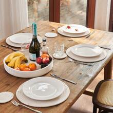 4pcs/1pc White Woven Placemats, Coffee Table Decor Coasters, Farmhouse Drink Table Coasters, Minimalist Home Decor Woven Placemats, Non-Slip Heat Resistant, Perfect For Your Dining Table Decor Set - White - View 8