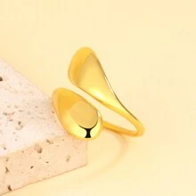 1件時尚的不尋常幾何開口戒指,女性的別致配件 - 金黃色 - 查看 2