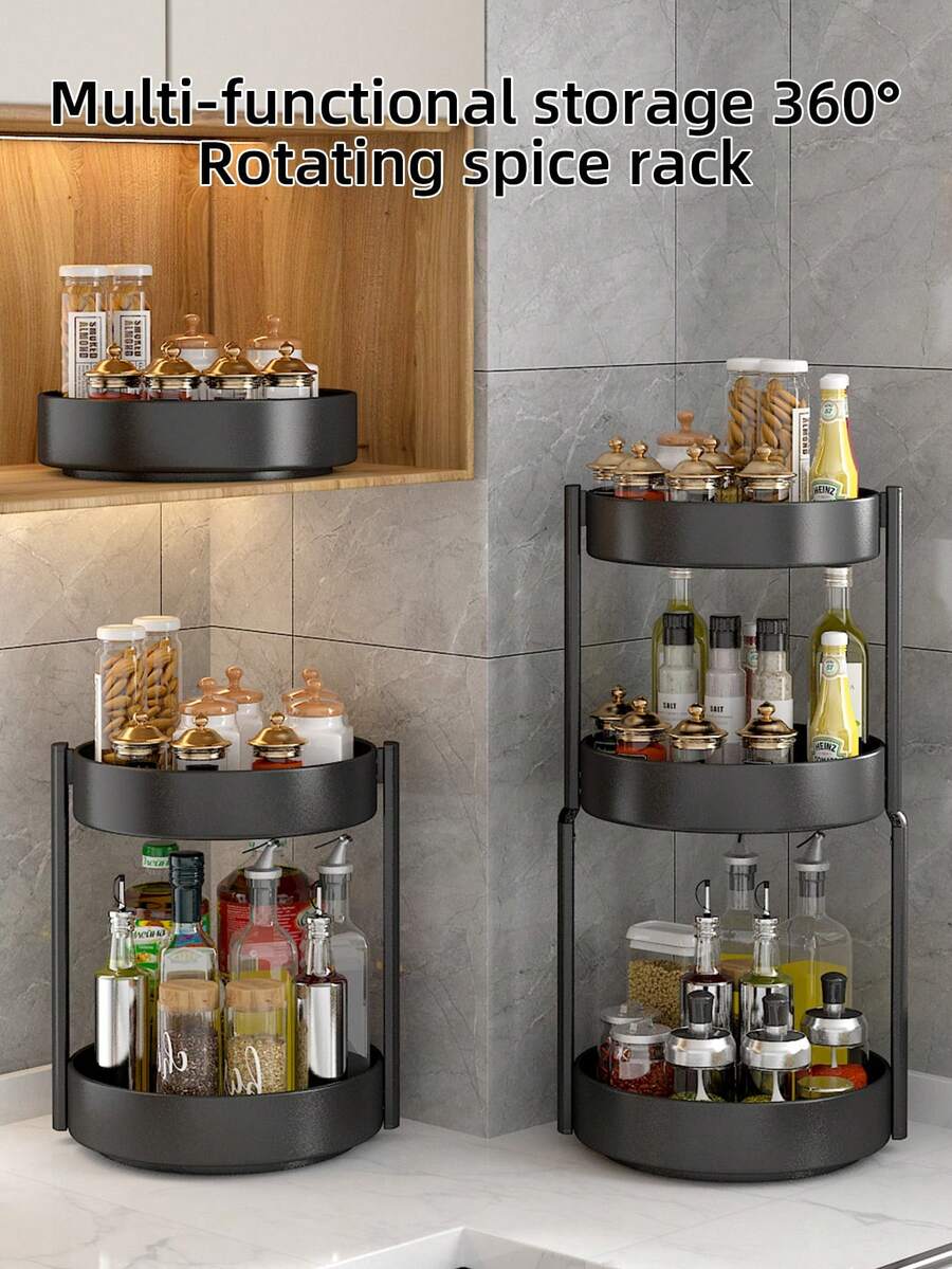 1入組旋轉式廚房收納架,客廳水果盤整理架,多層旋轉式廚房收納架,家用浴室收納托盤 - 彩色 - 查看 1
