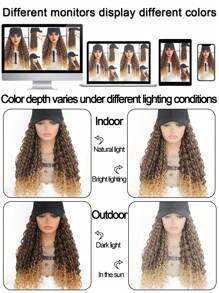 鬼剪形狀的合成髮帽套假髮長款漸層黑色非裔髮型帽帽子女用棒球帽假髮帽 - 彩色 - 查看 8